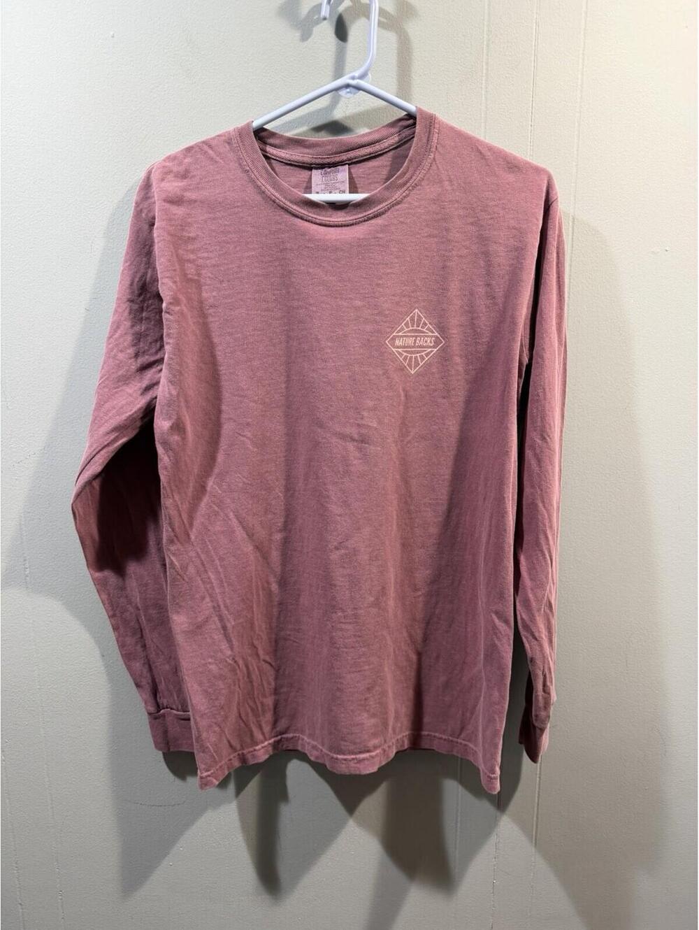 Mens Comfort Colors Long Sleeve T Shirt Size Small  Nature Backs